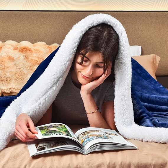 Sherpa Fleece Queen Blanket | Thick 500 GSM Extra Warm