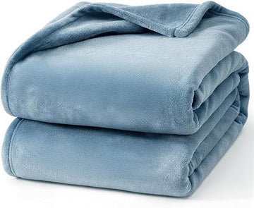 Washed Blue Fleece Blanket | Soft 280 GSM Flannel Bed Blanket