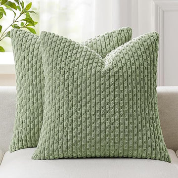 2 Pack Sage Green Corduroy Pillow Covers  | Soft